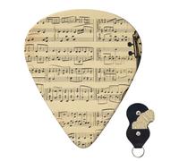 Guitar Picks 6 Pcs Guitar Plectrums with Storage Box 3 Different Thickness Music Notes on Old Paper Guitar Picks Accessories Bass Pick for Electric Ukulele 2Pcs 0.46mm, 2Pcs 0.96mm, 2Pcs 0.71mm