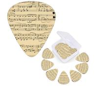 Guitar Picks 6 Pcs Guitar Plectrums with Storage Box 3 Different Thickness Music Notes on Old Paper Guitar Picks Accessories Bass Pick for Electric Ukulele 2Pcs 0.46mm, 2Pcs 0.96mm, 2Pcs 0.71mm