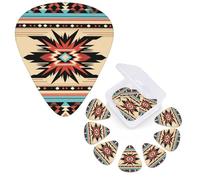 Guitar Picks 6 Pcs Guitar Plectrums with Storage Box 3 Different Thickness Native American Patterns Guitar Picks Accessories Bass Pick for Electric Ukulele 2Pcs 0.46mm, 2Pcs 0.96mm, 2Pcs 0.71mm