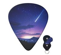 Guitar Picks 6 Pcs Guitar Plectrums with Storage Box 3 Different Thickness Night sky silhouette Guitar Picks Accessories Bass Pick for Electric Ukulele 2Pcs 0.46mm, 2Pcs 0.96mm, 2Pcs 0.71mm