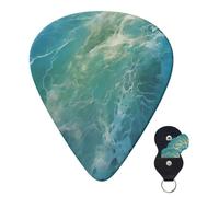 Guitar Picks 6 Pcs Guitar Plectrums with Storage Box 3 Different Thickness Ocean background Guitar Picks Accessories Bass Pick for Electric Ukulele 2Pcs 0.46mm, 2Pcs 0.96mm, 2Pcs 0.71mm