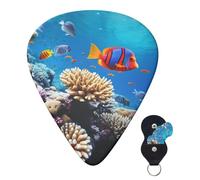 Guitar Picks 6 Pcs Guitar Plectrums with Storage Box 3 Different Thickness Ocean Tropical Fish Coral Guitar Picks Accessories Bass Pick for Electric Ukulele 2Pcs 0.46mm, 2Pcs 0.96mm, 2Pcs 0.71mm