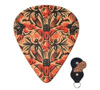 Guitar Picks 6 Pcs Guitar Plectrums with Storage Box 3 Different Thickness Orange folk pattern Guitar Picks Accessories Bass Pick for Electric Ukulele 2Pcs 0.46mm, 2Pcs 0.96mm, 2Pcs 0.71mm