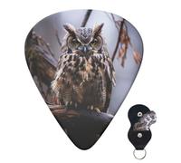Guitar Picks 6 Pcs Guitar Plectrums with Storage Box 3 Different Thickness Owl on a branch Guitar Picks Accessories Bass Pick for Electric Ukulele 2Pcs 0.46mm, 2Pcs 0.96mm, 2Pcs 0.71mm