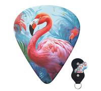 Guitar Picks 6 Pcs Guitar Plectrums with Storage Box 3 Different Thickness Painted Flamingo Guitar Picks Accessories Bass Pick for Electric Ukulele 2Pcs 0.46mm, 2Pcs 0.96mm, 2Pcs 0.71mm