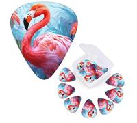 Guitar Picks 6 Pcs Guitar Plectrums with Storage Box 3 Different Thickness Painted Flamingo Guitar Picks Accessories Bass Pick for Electric Ukulele 2Pcs 0.46mm, 2Pcs 0.96mm, 2Pcs 0.71mm