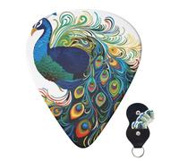 Guitar Picks 6 Pcs Guitar Plectrums with Storage Box 3 Different Thickness Peacock pattern Guitar Picks Accessories Bass Pick for Electric Ukulele 2Pcs 0.46mm, 2Pcs 0.96mm, 2Pcs 0.71mm