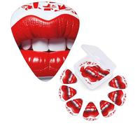 Guitar Picks 6 Pcs Guitar Plectrums with Storage Box 3 Different Thickness Printing Lips Guitar Picks Accessories Bass Pick for Electric Ukulele 2Pcs 0.46mm, 2Pcs 0.96mm, 2Pcs 0.71mm