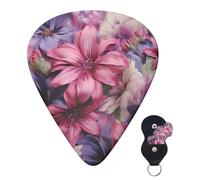 Guitar Picks 6 Pcs Guitar Plectrums with Storage Box 3 Different Thickness Purple and flowers Guitar Picks Accessories Bass Pick for Electric Ukulele 2Pcs 0.46mm, 2Pcs 0.96mm, 2Pcs 0.71mm
