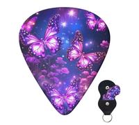 Guitar Picks 6 Pcs Guitar Plectrums with Storage Box 3 Different Thickness Purple cute butterfly Guitar Picks Accessories Bass Pick for Electric Ukulele 2Pcs 0.46mm, 2Pcs 0.96mm, 2Pcs 0.71mm