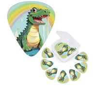 Guitar Picks 6 Pcs Guitar Plectrums with Storage Box 3 Different Thickness rainbow cute crocodile Guitar Picks Accessories Bass Pick for Electric Ukulele 2Pcs 0.46mm, 2Pcs 0.96mm, 2Pcs 0.71mm