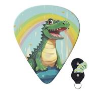 Guitar Picks 6 Pcs Guitar Plectrums with Storage Box 3 Different Thickness rainbow cute crocodile Guitar Picks Accessories Bass Pick for Electric Ukulele 2Pcs 0.46mm, 2Pcs 0.96mm, 2Pcs 0.71mm