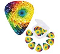 Guitar Picks 6 Pcs Guitar Plectrums with Storage Box 3 Different Thickness Rainbow swirl Guitar Picks Accessories Bass Pick for Electric Ukulele 2Pcs 0.46mm, 2Pcs 0.96mm, 2Pcs 0.71mm
