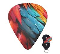 Guitar Picks 6 Pcs Guitar Plectrums with Storage Box 3 Different Thickness Red blue green feathers Guitar Picks Accessories Bass Pick for Electric Ukulele 2Pcs 0.46mm, 2Pcs 0.96mm, 2Pcs 0.71mm