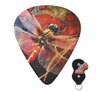 Guitar Picks 6 Pcs Guitar Plectrums with Storage Box 3 Different Thickness Red Dragonfly Guitar Picks Accessories Bass Pick for Electric Ukulele 2Pcs 0.46mm, 2Pcs 0.96mm, 2Pcs 0.71mm