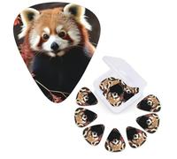 Guitar Picks 6 Pcs Guitar Plectrums with Storage Box 3 Different Thickness Red Pandas Guitar Picks Accessories Bass Pick for Electric Ukulele 2Pcs 0.46mm, 2Pcs 0.96mm, 2Pcs 0.71mm