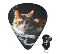 Guitar Picks 6 Pcs Guitar Plectrums with Storage Box 3 Different Thickness Resting Cat Guitar Picks Accessories Bass Pick for Electric Ukulele 2Pcs 0.46mm, 2Pcs 0.96mm, 2Pcs 0.71mm