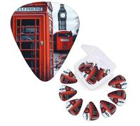 Guitar Picks 6 Pcs Guitar Plectrums with Storage Box 3 Different Thickness Retro London Telephone Guitar Picks Accessories Bass Pick for Electric Ukulele 2Pcs 0.46mm, 2Pcs 0.96mm, 2Pcs 0.71mm