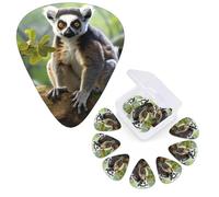 Guitar Picks 6 Pcs Guitar Plectrums with Storage Box 3 Different Thickness Ringtailed Lemur Guitar Picks Accessories Bass Pick for Electric Ukulele 2Pcs 0.46mm, 2Pcs 0.96mm, 2Pcs 0.71mm
