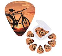 Guitar Picks 6 Pcs Guitar Plectrums with Storage Box 3 Different Thickness Road bicycle Guitar Picks Accessories Bass Pick for Electric Ukulele 2Pcs 0.46mm, 2Pcs 0.96mm, 2Pcs 0.71mm