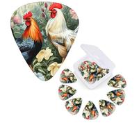 Guitar Picks 6 Pcs Guitar Plectrums with Storage Box 3 Different Thickness Rooster Guitar Picks Accessories Bass Pick for Electric Ukulele 2Pcs 0.46mm, 2Pcs 0.96mm, 2Pcs 0.71mm
