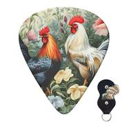 Guitar Picks 6 Pcs Guitar Plectrums with Storage Box 3 Different Thickness Rooster Guitar Picks Accessories Bass Pick for Electric Ukulele 2Pcs 0.46mm, 2Pcs 0.96mm, 2Pcs 0.71mm