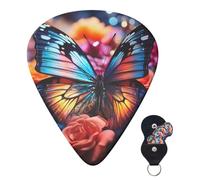 Guitar Picks 6 Pcs Guitar Plectrums with Storage Box 3 Different Thickness Roses and butterflies Guitar Picks Accessories Bass Pick for Electric Ukulele 2Pcs 0.46mm, 2Pcs 0.96mm, 2Pcs 0.71mm