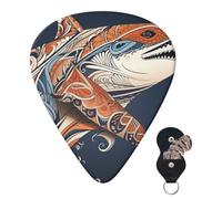 Guitar Picks 6 Pcs Guitar Plectrums with Storage Box 3 Different Thickness Shark with tribal pattern Guitar Picks Accessories Bass Pick for Electric Ukulele 2Pcs 0.46mm, 2Pcs 0.96mm, 2Pcs 0.71mm