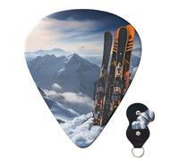 Guitar Picks 6 Pcs Guitar Plectrums with Storage Box 3 Different Thickness Skis on mountain Guitar Picks Accessories Bass Pick for Electric Ukulele 2Pcs 0.46mm, 2Pcs 0.96mm, 2Pcs 0.71mm
