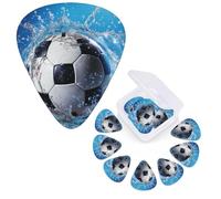 Guitar Picks 6 Pcs Guitar Plectrums with Storage Box 3 Different Thickness Soccer Ball Water Guitar Picks Accessories Bass Pick for Electric Ukulele 2Pcs 0.46mm, 2Pcs 0.96mm, 2Pcs 0.71mm