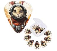 Guitar Picks 6 Pcs Guitar Plectrums with Storage Box 3 Different Thickness space suit rabbit Guitar Picks Accessories Bass Pick for Electric Ukulele 2Pcs 0.46mm, 2Pcs 0.96mm, 2Pcs 0.71mm
