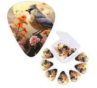 Guitar Picks 6 Pcs Guitar Plectrums with Storage Box 3 Different Thickness Sparrow Birds Sing Guitar Picks Accessories Bass Pick for Electric Ukulele 2Pcs 0.46mm, 2Pcs 0.96mm, 2Pcs 0.71mm