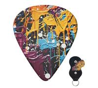 Guitar Picks 6 Pcs Guitar Plectrums with Storage Box 3 Different Thickness Splatter graffiti Guitar Picks Accessories Bass Pick for Electric Ukulele 2Pcs 0.46mm, 2Pcs 0.96mm, 2Pcs 0.71mm