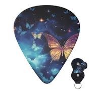 Guitar Picks 6 Pcs Guitar Plectrums with Storage Box 3 Different Thickness Starry sky butterfly Guitar Picks Accessories Bass Pick for Electric Ukulele 2Pcs 0.46mm, 2Pcs 0.96mm, 2Pcs 0.71mm