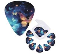 Guitar Picks 6 Pcs Guitar Plectrums with Storage Box 3 Different Thickness Starry sky butterfly Guitar Picks Accessories Bass Pick for Electric Ukulele 2Pcs 0.46mm, 2Pcs 0.96mm, 2Pcs 0.71mm