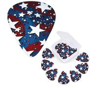 Guitar Picks 6 Pcs Guitar Plectrums with Storage Box 3 Different Thickness Stars red white Guitar Picks Accessories Bass Pick for Electric Ukulele 2Pcs 0.46mm, 2Pcs 0.96mm, 2Pcs 0.71mm