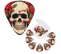Guitar Picks 6 Pcs Guitar Plectrums with Storage Box 3 Different Thickness Sugar Skull Rose Guitar Picks Accessories Bass Pick for Electric Ukulele 2Pcs 0.46mm, 2Pcs 0.96mm, 2Pcs 0.71mm