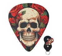 Guitar Picks 6 Pcs Guitar Plectrums with Storage Box 3 Different Thickness Sugar Skull Rose Guitar Picks Accessories Bass Pick for Electric Ukulele 2Pcs 0.46mm, 2Pcs 0.96mm, 2Pcs 0.71mm