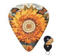 Guitar Picks 6 Pcs Guitar Plectrums with Storage Box 3 Different Thickness Sunflower by butterflies Guitar Picks Accessories Bass Pick for Electric Ukulele 2Pcs 0.46mm, 2Pcs 0.96mm, 2Pcs 0.71mm