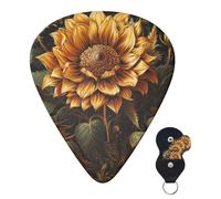 Guitar Picks 6 Pcs Guitar Plectrums with Storage Box 3 Different Thickness Sunflower Guitar Picks Accessories Bass Pick for Electric Ukulele 2Pcs 0.46mm, 2Pcs 0.96mm, 2Pcs 0.71mm