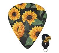 Guitar Picks 6 Pcs Guitar Plectrums with Storage Box 3 Different Thickness Sunflower pattern Guitar Picks Accessories Bass Pick for Electric Ukulele 2Pcs 0.46mm, 2Pcs 0.96mm, 2Pcs 0.71mm