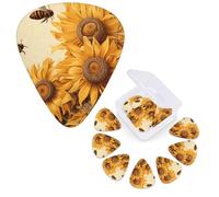 Guitar Picks 6 Pcs Guitar Plectrums with Storage Box 3 Different Thickness sunflowers on old paper Guitar Picks Accessories Bass Pick for Electric Ukulele 2Pcs 0.46mm, 2Pcs 0.96mm, 2Pcs 0.71mm