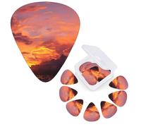 Guitar Picks 6 Pcs Guitar Plectrums with Storage Box 3 Different Thickness Sunset at dusk Guitar Picks Accessories Bass Pick for Electric Ukulele 2Pcs 0.46mm, 2Pcs 0.96mm, 2Pcs 0.71mm