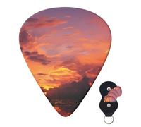 Guitar Picks 6 Pcs Guitar Plectrums with Storage Box 3 Different Thickness Sunset at dusk Guitar Picks Accessories Bass Pick for Electric Ukulele 2Pcs 0.46mm, 2Pcs 0.96mm, 2Pcs 0.71mm