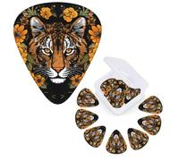 Guitar Picks 6 Pcs Guitar Plectrums with Storage Box 3 Different Thickness Tiger and sunflower Guitar Picks Accessories Bass Pick for Electric Ukulele 2Pcs 0.46mm, 2Pcs 0.96mm, 2Pcs 0.71mm