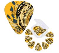 Guitar Picks 6 Pcs Guitar Plectrums with Storage Box 3 Different Thickness Traditional pattern Guitar Picks Accessories Bass Pick for Electric Ukulele 2Pcs 0.46mm, 2Pcs 0.96mm, 2Pcs 0.71mm