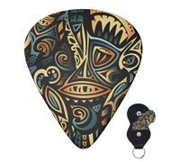 Guitar Picks 6 Pcs Guitar Plectrums with Storage Box 3 Different Thickness Tribal abstract Guitar Picks Accessories Bass Pick for Electric Ukulele 2Pcs 0.46mm, 2Pcs 0.96mm, 2Pcs 0.71mm
