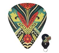 Guitar Picks 6 Pcs Guitar Plectrums with Storage Box 3 Different Thickness tribal clothing pattern Guitar Picks Accessories Bass Pick for Electric Ukulele 2Pcs 0.46mm, 2Pcs 0.96mm, 2Pcs 0.71mm