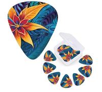 Guitar Picks 6 Pcs Guitar Plectrums with Storage Box 3 Different Thickness Tropical leaves pattern Guitar Picks Accessories Bass Pick for Electric Ukulele 2Pcs 0.46mm, 2Pcs 0.96mm, 2Pcs 0.71mm