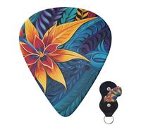 Guitar Picks 6 Pcs Guitar Plectrums with Storage Box 3 Different Thickness Tropical leaves pattern Guitar Picks Accessories Bass Pick for Electric Ukulele 2Pcs 0.46mm, 2Pcs 0.96mm, 2Pcs 0.71mm